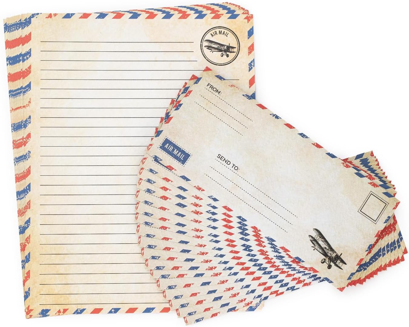 200 Pack Airmail Paper and Envelopes Set -120 Airmail Writing Paper and 80 Envelopes Blue Airmail and Airmail Envelopes for Invitations, Love Letters, Letters to Troops, Christmas Letter 8.5 x 11 inch