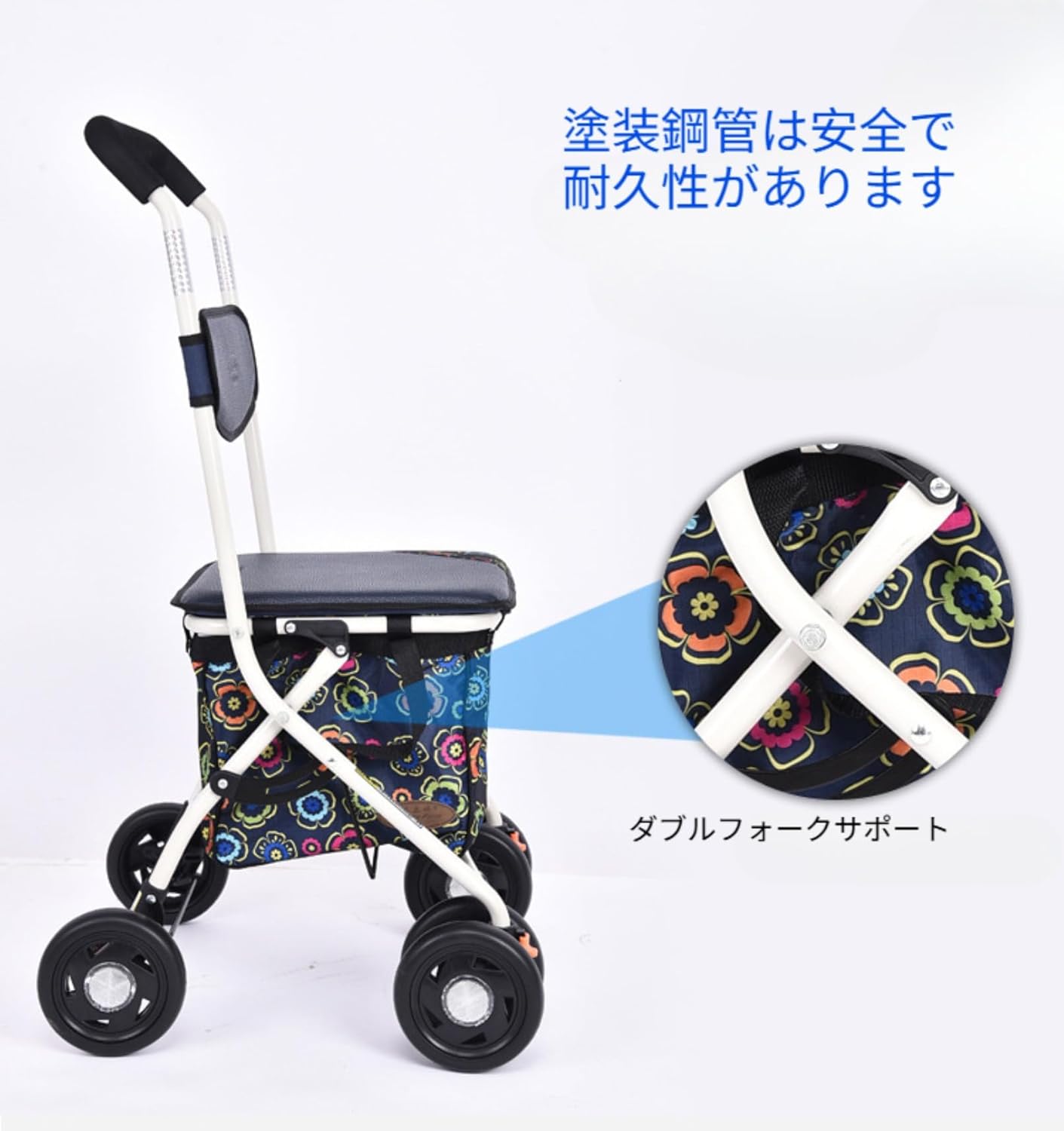 高齢者向けショッピングカートカー シルバーカー 折りたたむ (002E握り