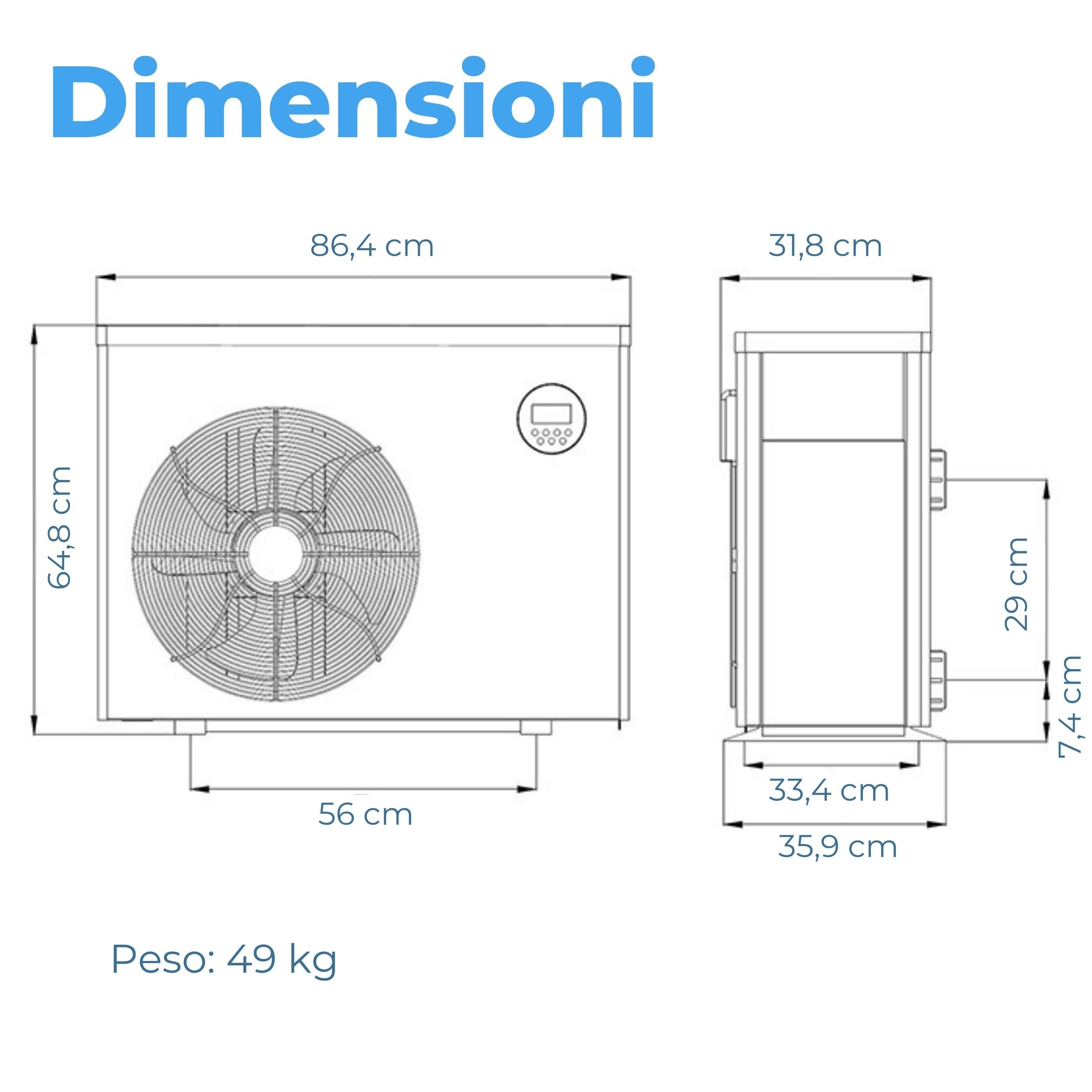 Pompa di Calore per Piscina Full Inverter MR Smart per Riscaldare Acqua Piscina Fuori Terra o Interrata (65 m³)