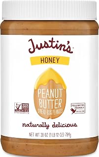 JUSTINS No Stir, Gluten-Free, Honey Peanut Butter, 28 oz Jar