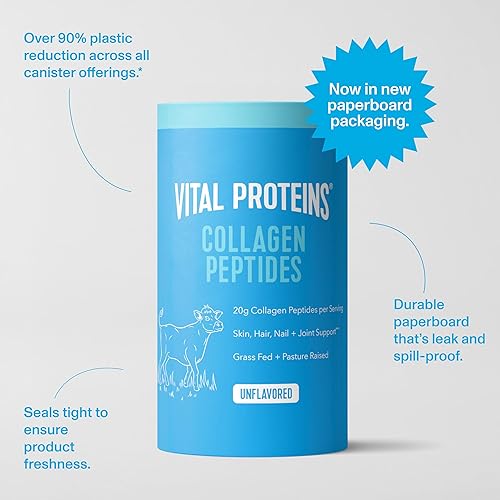 Vista 16 de Vital Proteins - Suplemento en polvo de péptidos de colágeno (tipo I, III) para la piel, cabello, uñas y articulaciones, sin lácteos ni gluten, 0.71