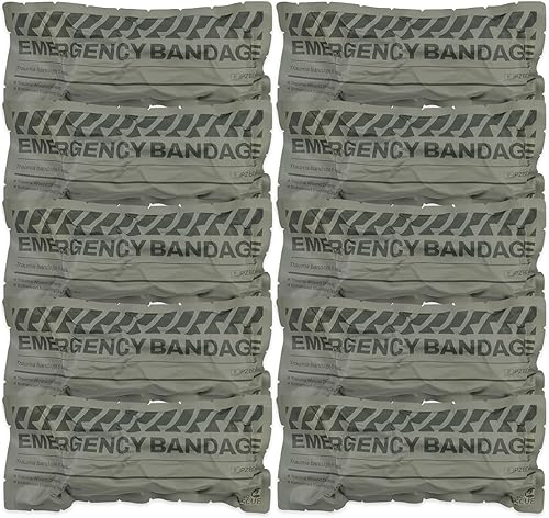 RHINO RESCUE Vendaje de compresión de emergencia de 6 pulgadas, vendaje de heridas para trauma, kit israelí de primeros auxilios IFAK, 10 unidades