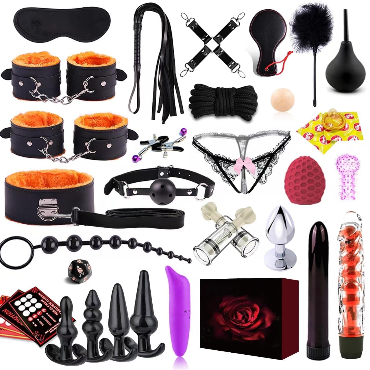 Juegos de 34 piezas, kit de juguetes sexuales para adultos, juguetes BDSM para ataduras,kit BDSM erótico para bondage, juego para adultos, herramientas de placer sexual seguras para parejas.
