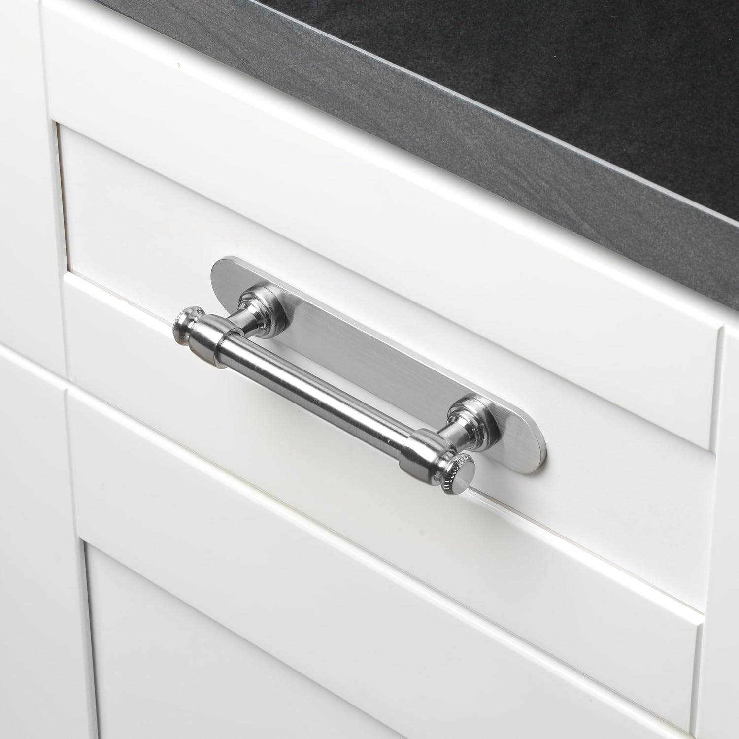 GlideRite 6" Rounded Backplate 3-3/4" 96mm Center-Center, Satin Nickel - 6343-96-SN-25