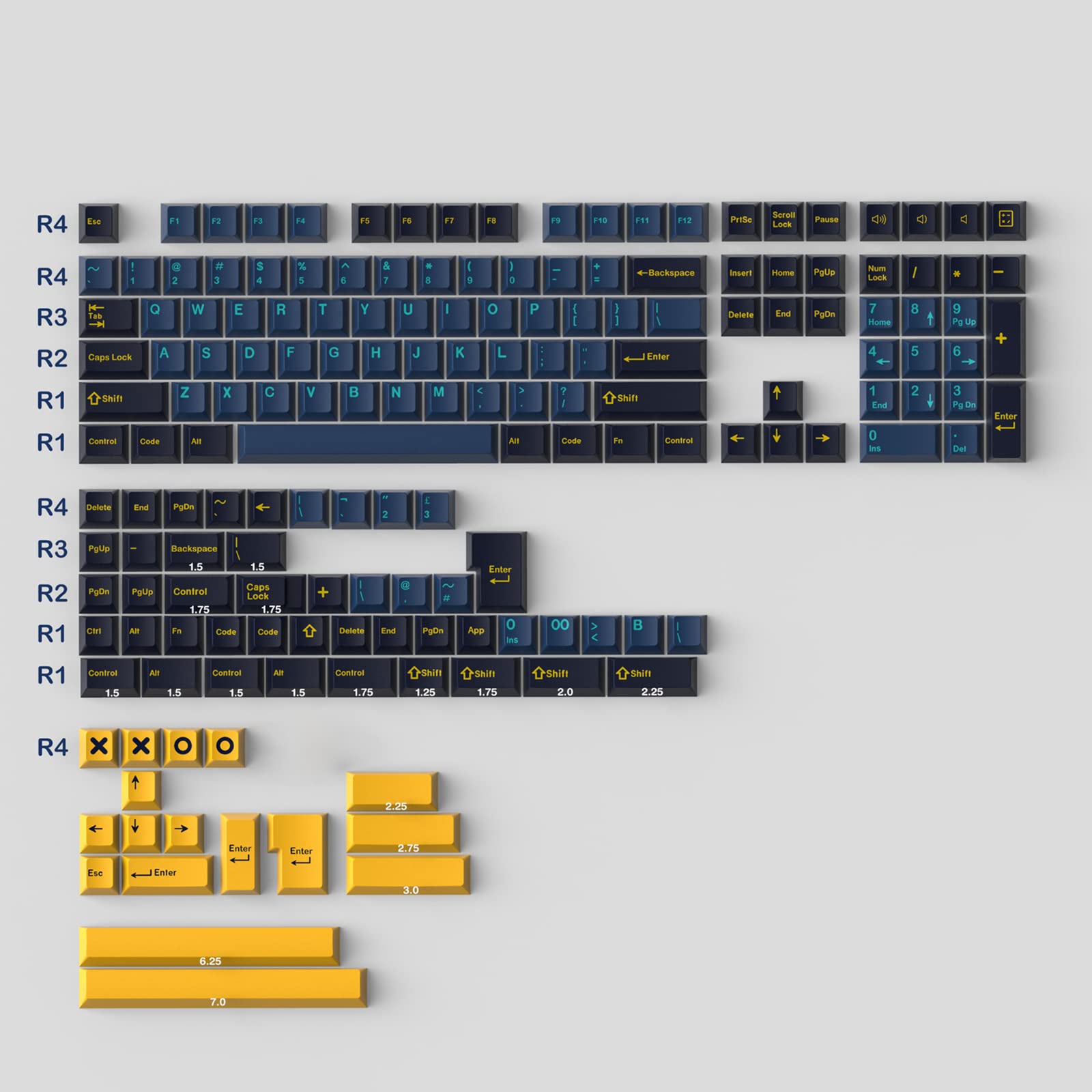 Buy UK Keycaps 171 Keys Cherry Profile Double English ISO/ANSI Layout