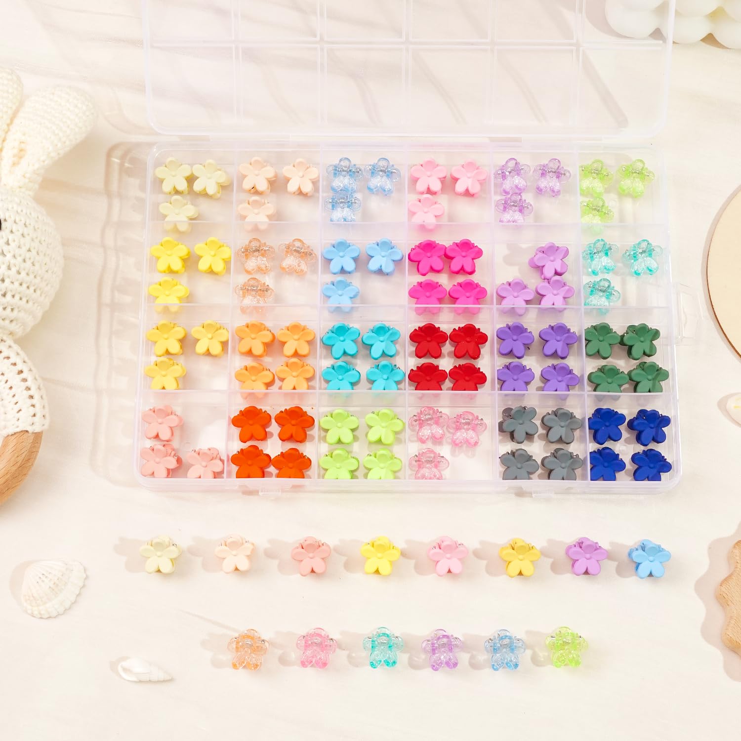 CÉLLOT 96 Pieces Little Baby Girls Hair Bangs Mini Hair Claw Clip Hair Pin Hair Accessories Clips for Girls,Teens, Kids, Toddlers Children(with Plastic Organizer Box)