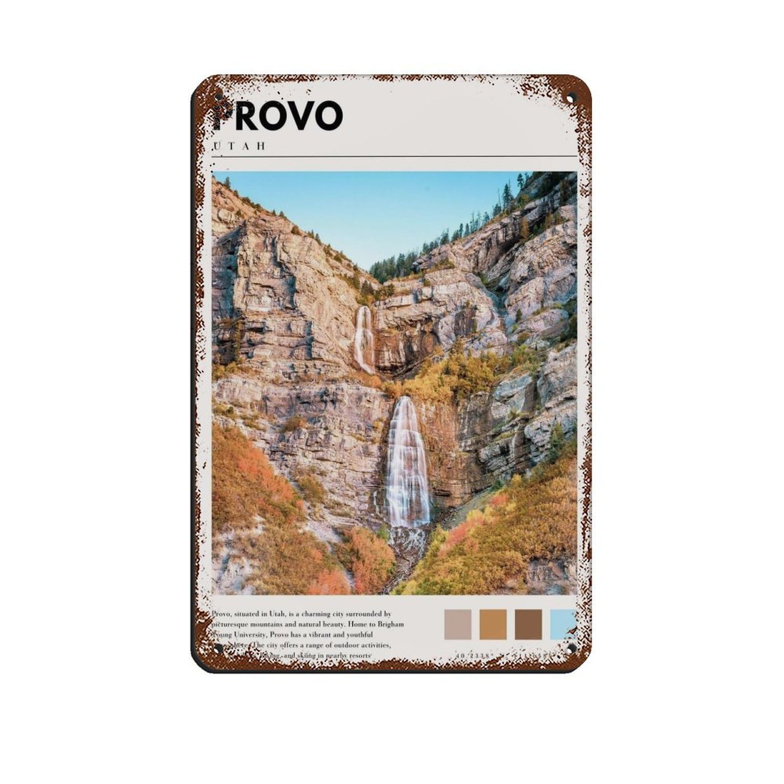 Provo Utah Poster Provo Art Tin Sign Vintage Metal Pub Club Cafe Bar Home Wall Art Decoration Poster Retro 8x12inch(20x30cm)