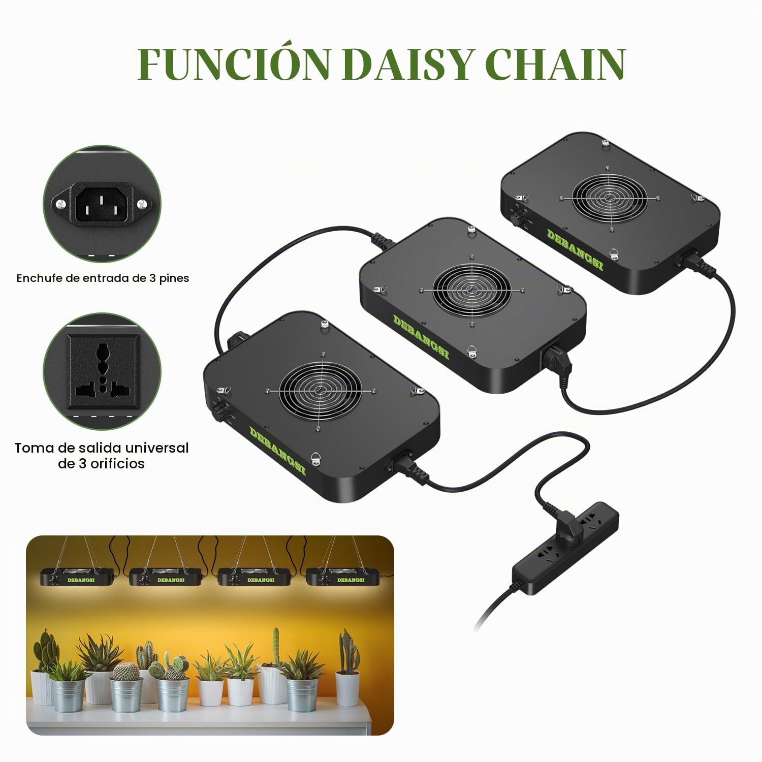 Lámpara de Crecimiento LED 100 Watt, Lámpara para Plantas LED de Espectro Completo Regulable con UV-IR, Lámpara para Cultivo con Función Daisy Chain, Lámpara para Plantas de Interior en Floración