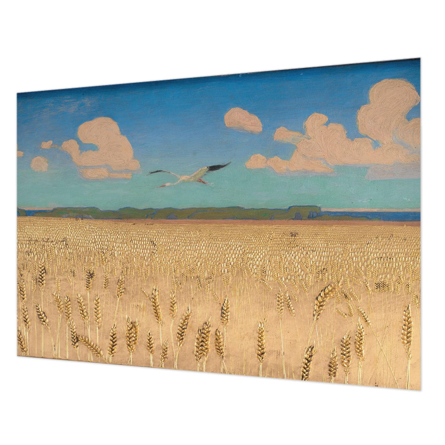 Papier peint intissé champ de blé 312x219 cm avec colle incluse pour mur de salon