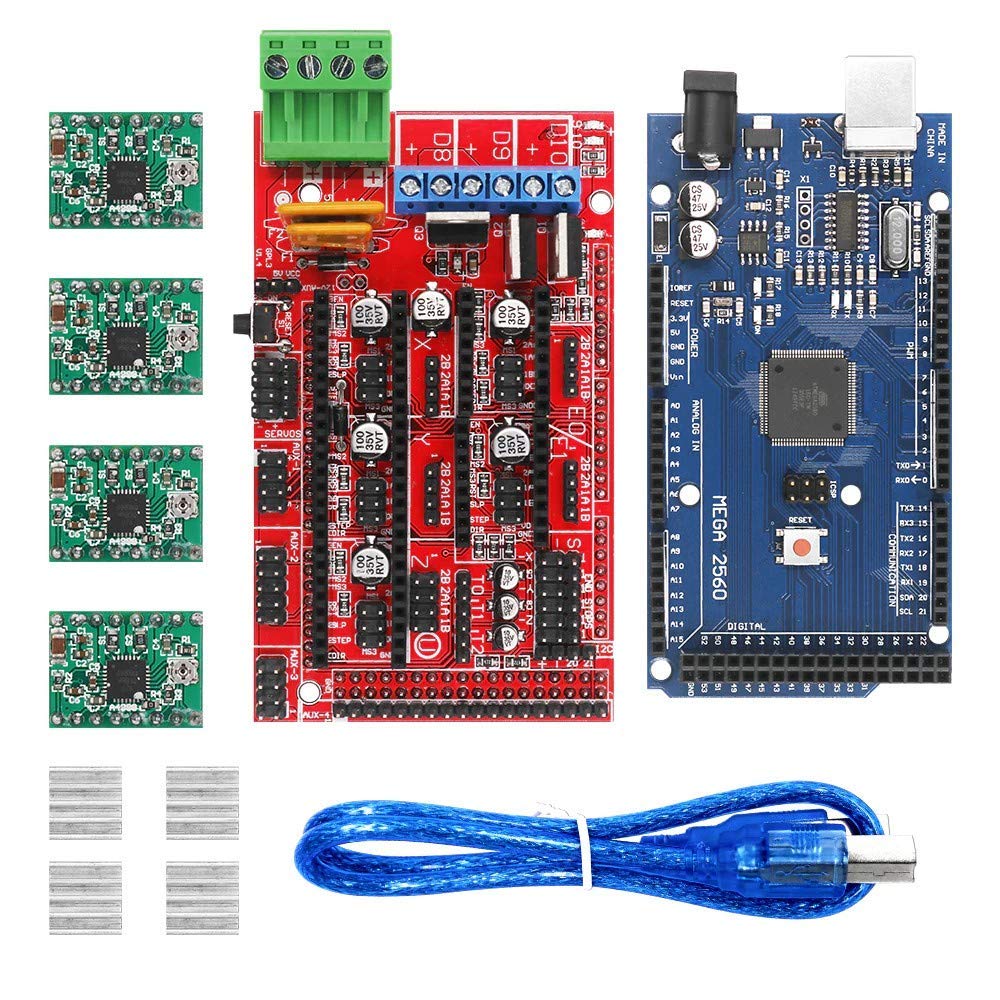 REES52 3D Printer Kit Mega 2560 R3 Development Board + RAMPS 1.4 Controller Control for aduino Atmega2560 REV3+4PCS A4988 Drivers