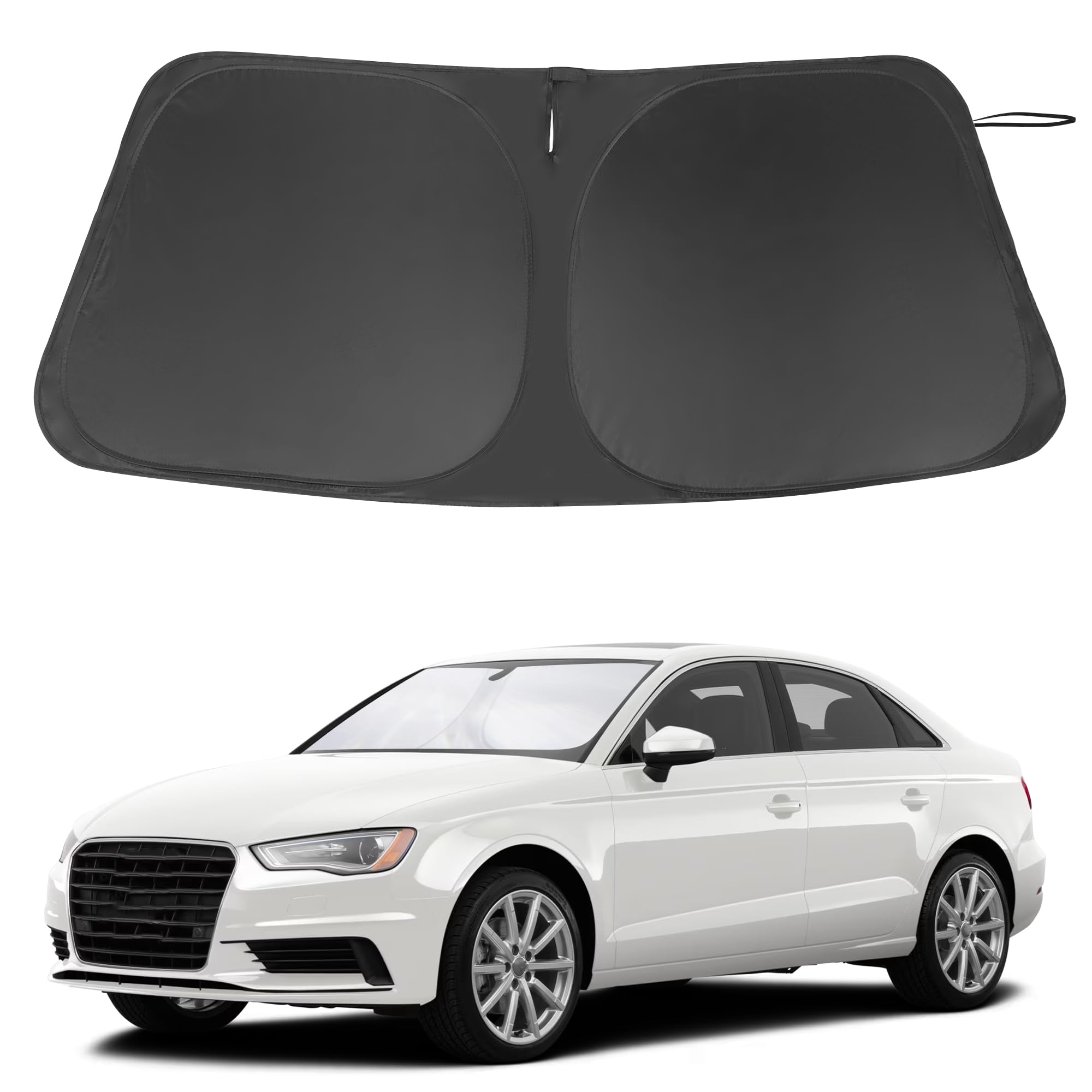Windshield Sun Shade Custom Fit for 2014-2020 Audi A3 Accessories Foldable Sunshade Sun Blocker Protect Car from Sun Rays & Heat Damage Keep Car