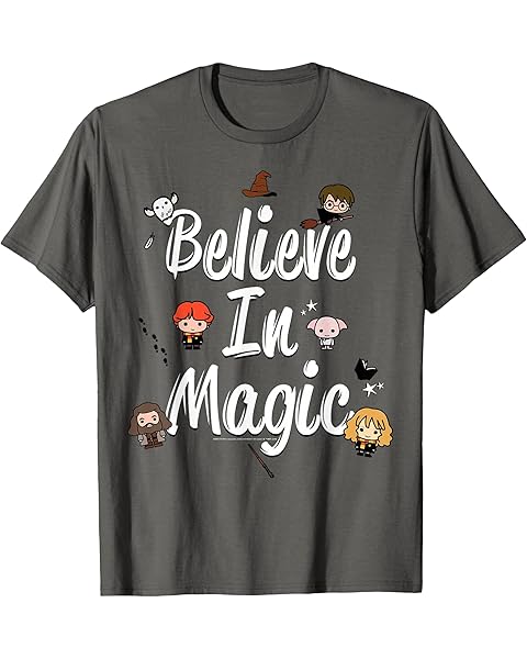 Harry Potter Believe In Magic Cute Cartoon Text T-Shirt