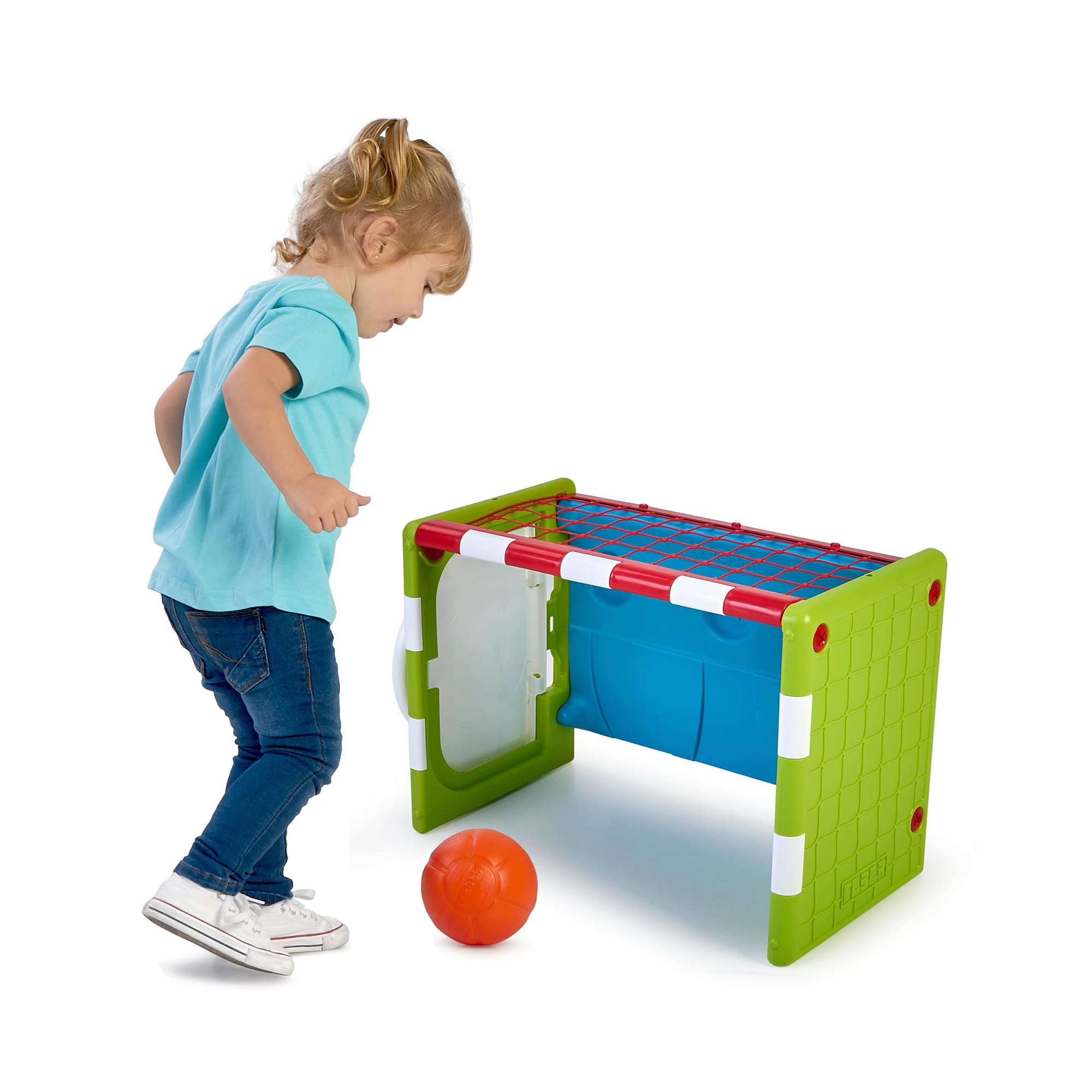 FEBER - Activity Cube 4 en 1, Cubo de Actividades, Juguete Completo, 3 Deportes: fútbol, Baloncesto y Golf, y es una Mesa, Accesorios incluídos,para fomentar la Actividad Infantil, Famosa (FEB03000)