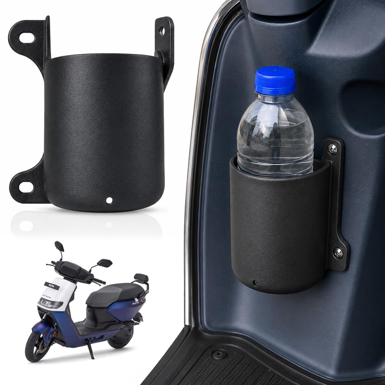 Grandbiker Front Storage Glove Box Bottle Holder | Heavy-Duty Handlebar Side Pocket Cup Holder for Water Bottles, Mobile Phone, Soft Drink Holder for Rizta-image-2
