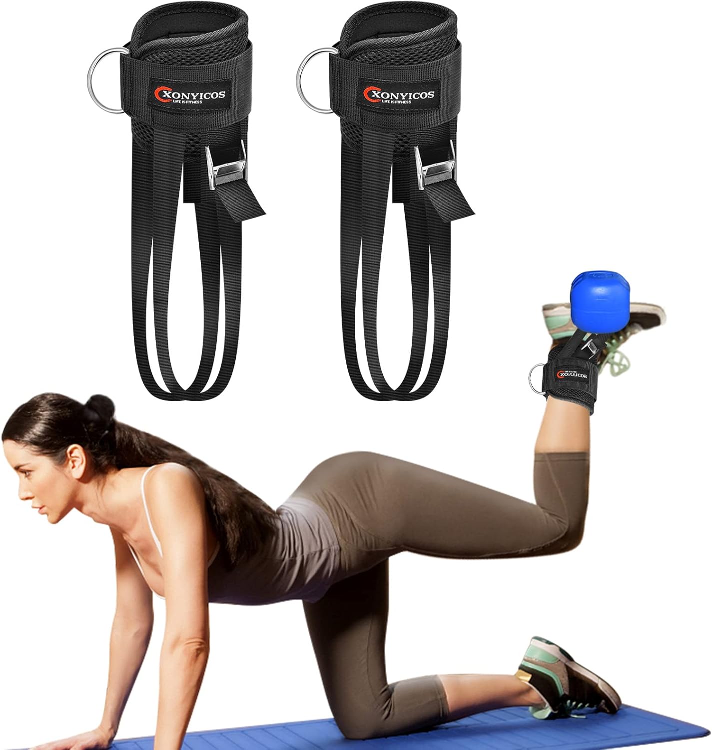 XonyiCos Adjustable Dumbbell Ankle Strap for Cable Machine, Weight Lifting Workout