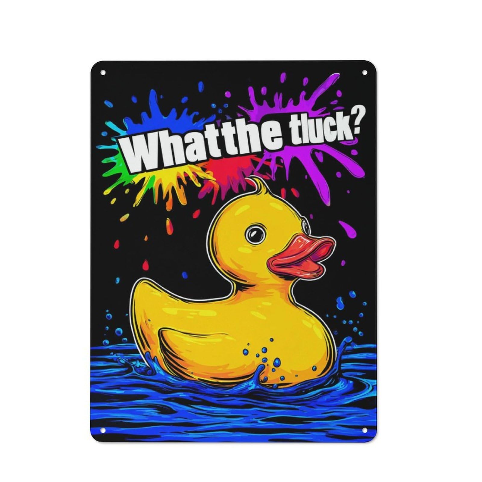 Junmoney Rubber Duck Splash Fun Metal Plaque With Design 40X30cm, Cosy Diner Style Decor For Coffee Bar, Kitchen, Bistro Or Tea Corner