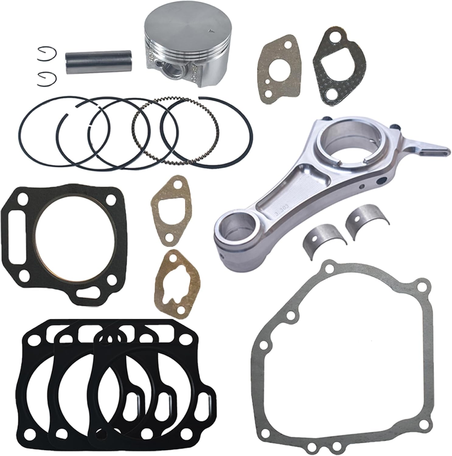 Billet Aluminum Connecting Rod（3.303）68mm Flat Top Piston Kit for the GX200/Clone Engines Performance Parts