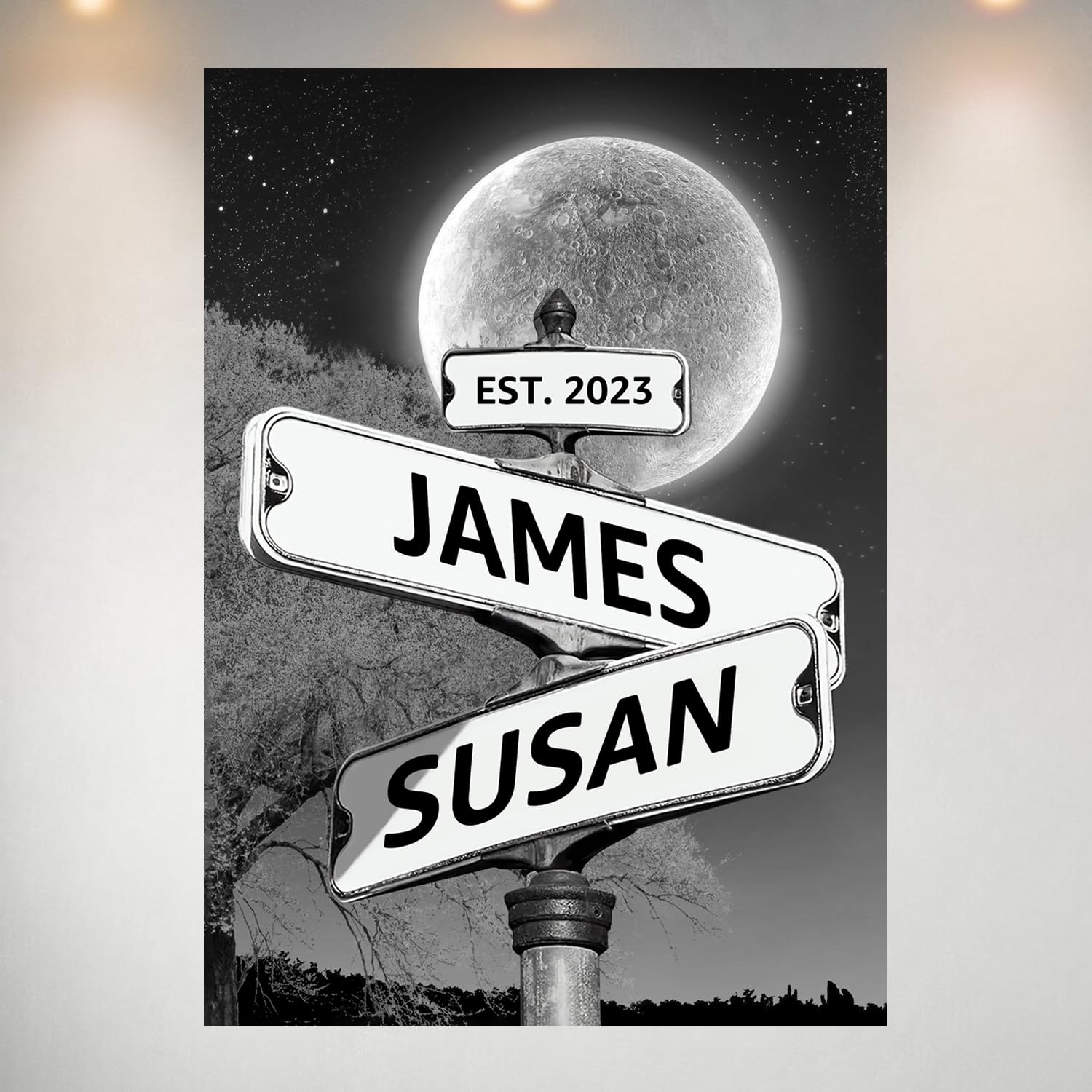 Personalized Last Names Intersection Sign Canvas Custom Name Vintage Street Sign Personalized Name Crossroad Street Sign for Husband Wife Gift, Custom Couples Name Street Sign Valentine's Day Gift
