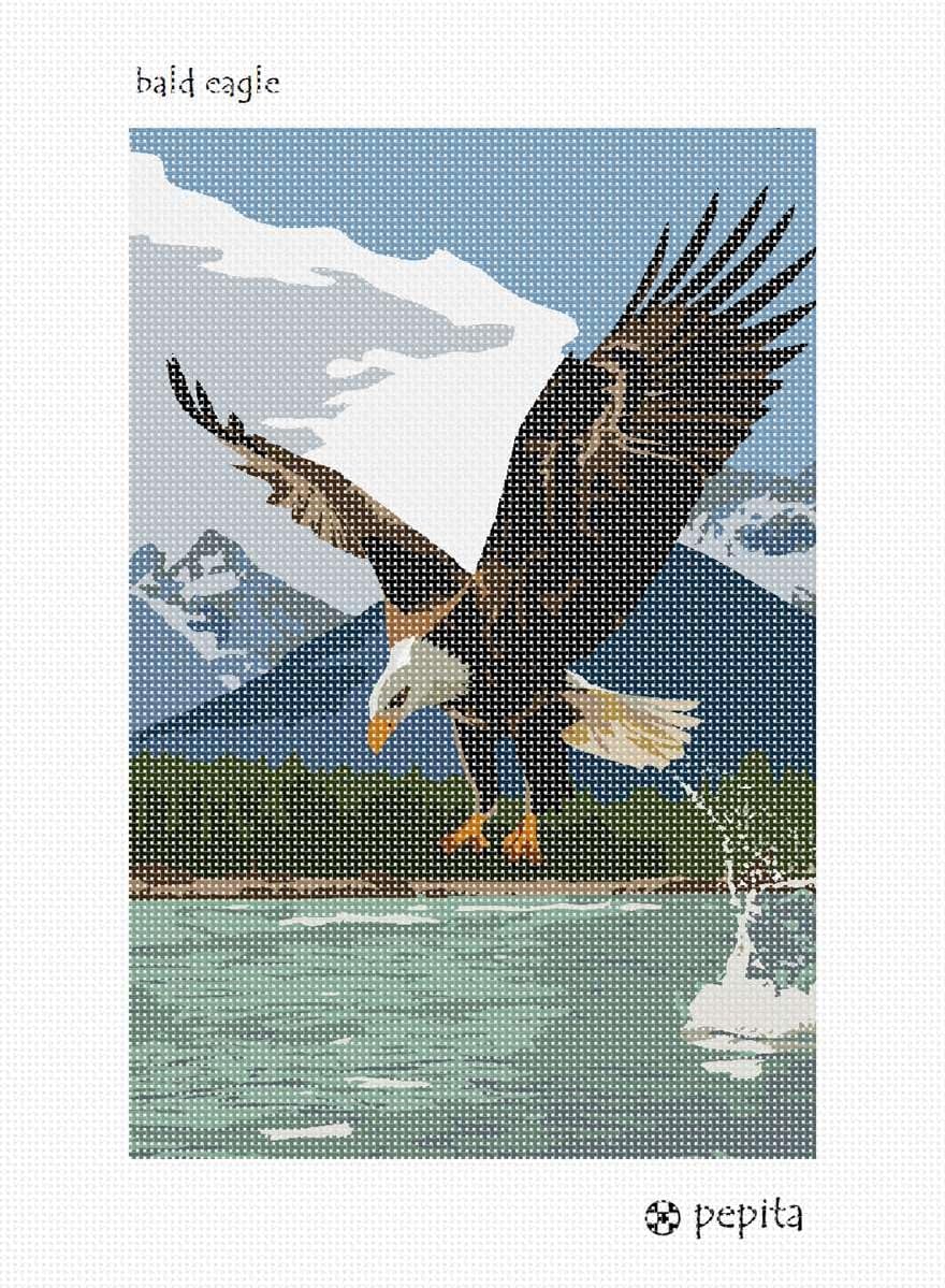 Pepita Needlepoint kit: Bald Eagle, 8" x 12"