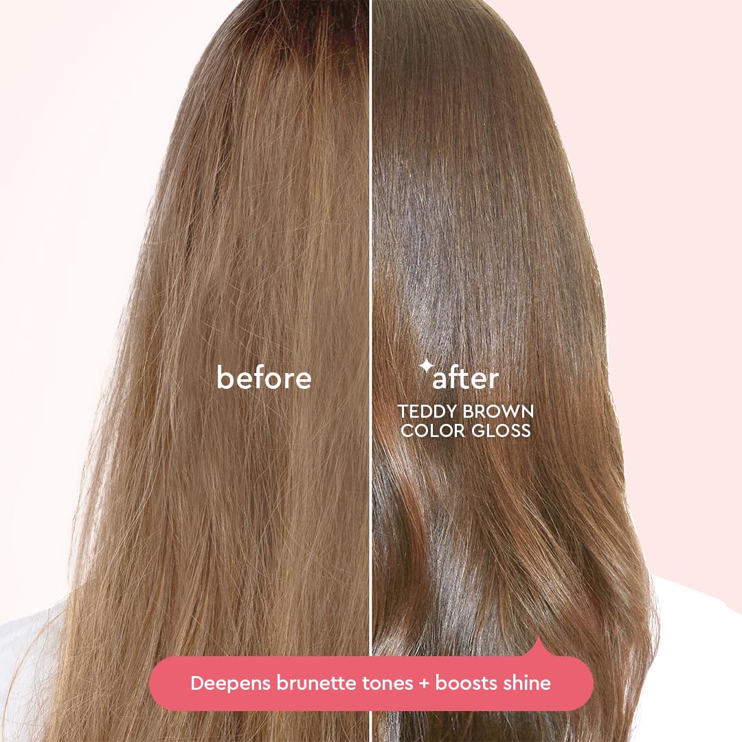 Glaze Super Gloss Color Conditioning Gloss – Teddy Brown for Virgin Light to Medium Brown Hair- Deepen Brunette Tones – Rinse Out Semi-Permanent - Enhances Color, Boosts Shine & Hydration - 6.4 fl oz