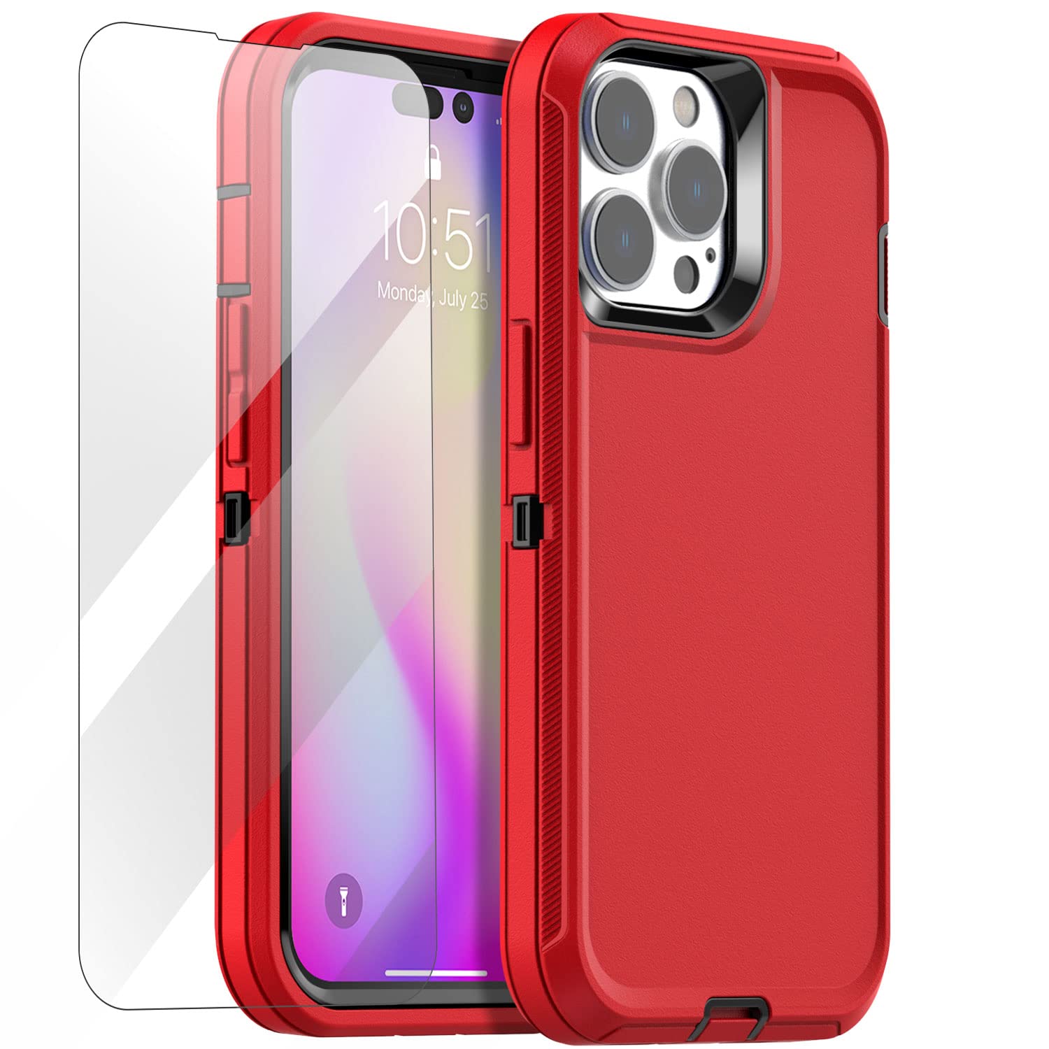 AICase for iPhone 14 Pro Case(6.1") with Glass Screen Protector, Heavy Duty Drop Protection Full Body Rugged Shockproof/Dust Proof Military Protective