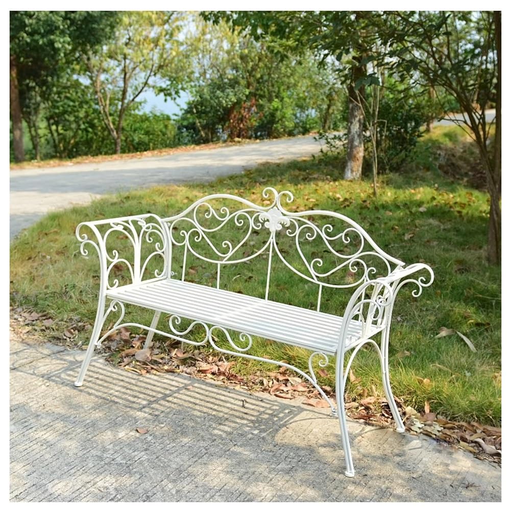Banc de jardin extérieur en fonte métallique haut de gamme pour terrasse