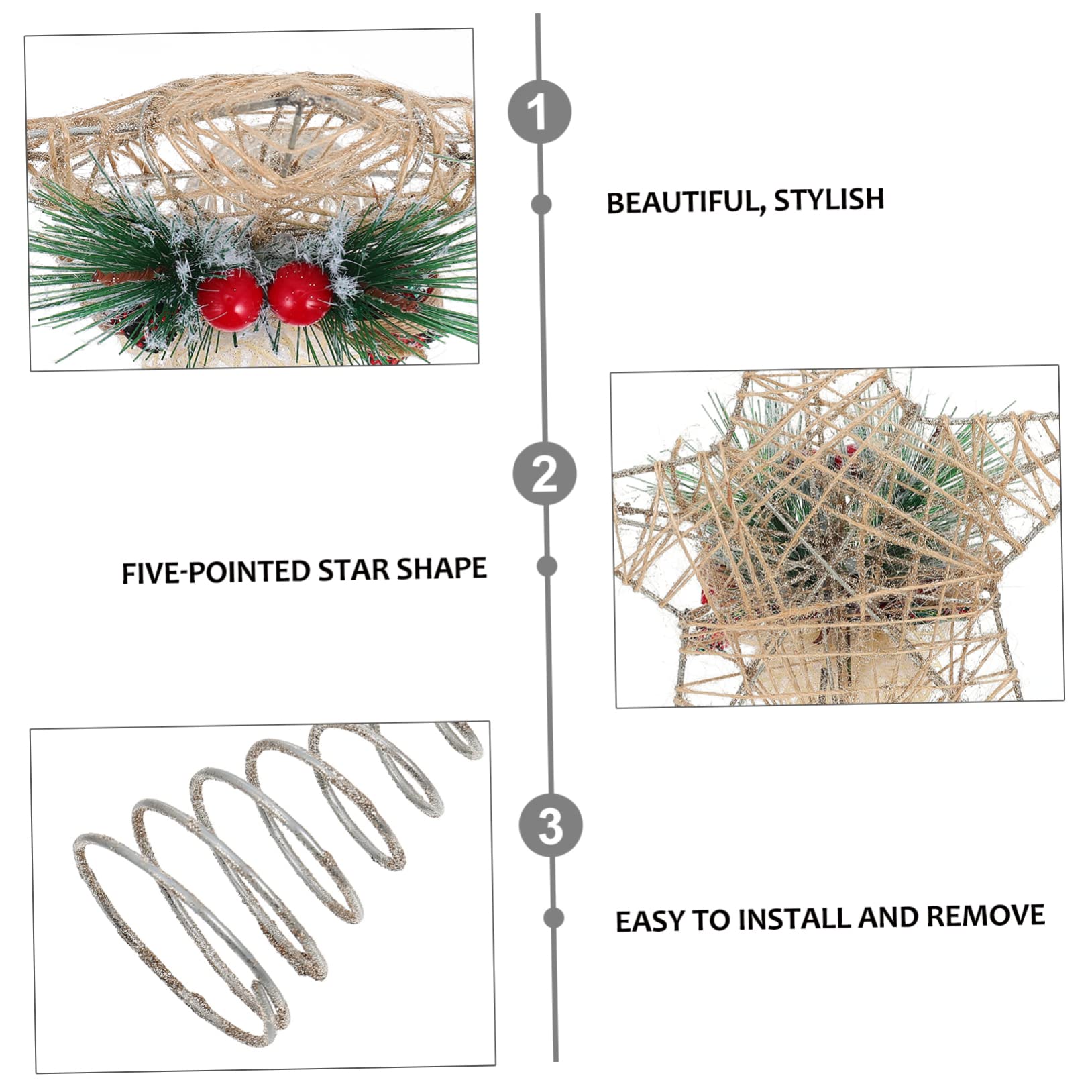 Zerodeko 4 Pièces Étoile De Sapin De Noël Décoration d'arbre De Noël Décor Suspendu Extérieur Haut De Forme d'arbre De d'arbre De Bethléem Le Fer Unique Articles De
