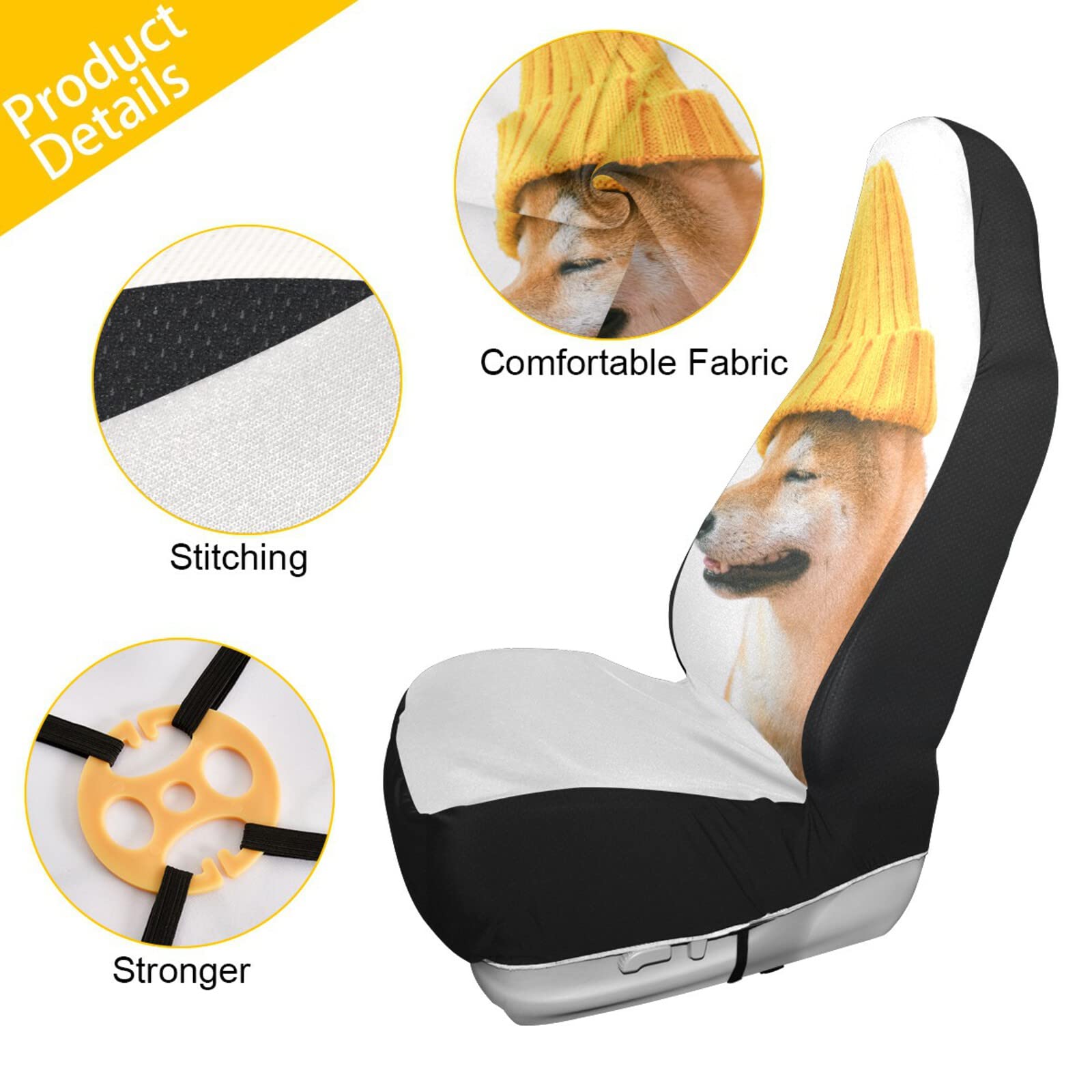 Shiba Inu Autostoelhoezen Vrouwen Voorstoelen Protector Past voor Auto's SUV Truck Sedan Stoelhoezen w/Organizer Pocket