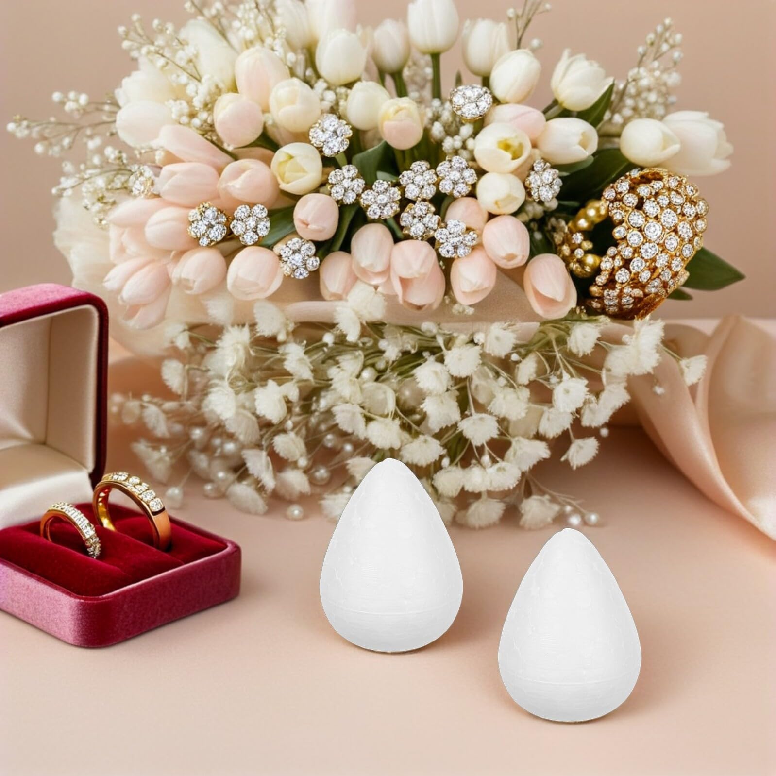 Cabilock 50 Boccioli di Rosa Bianca in Schiuma Artigianale per Decorazioni Fai da Te Matrimonio Feste Materiali Creativi Polistirolo Resistente per Composizioni Floreali e Addobbi Nuziali
