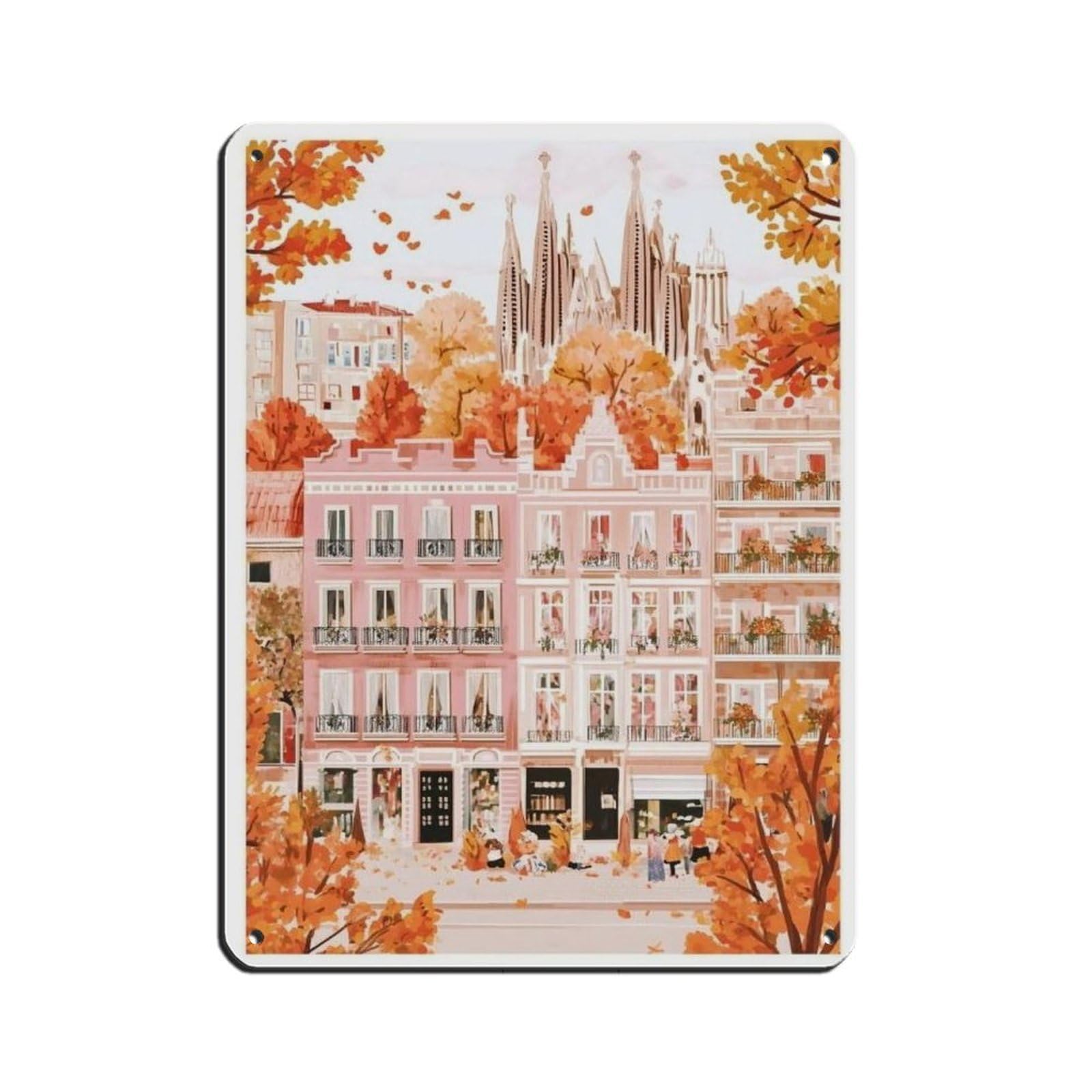 Lxwnze 30L X 40W Cm Barcelona Poster, Spain Art, Travel Poster (2) Tin Sign Vintage Metal Pub Club Cafe Bar Home Wall Art Decoration Poster Retro 12X16inch(30X40cm)