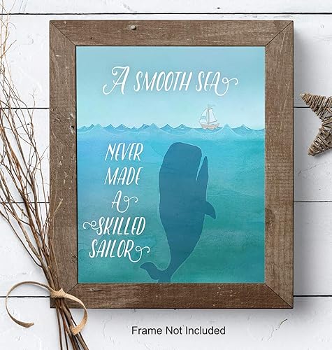 Miniatura 7 de Inspirational Quote Wall Decor - 8x10 Motivational Wall Art Poster, Room Decoration for Lake or Beach House - Positive Saying - Whale, Nautical