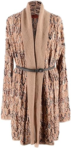 Missoni Cárdigan Beige con Estampado cinturón de Cuero Gris de Segunda Mano