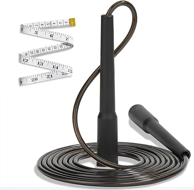 Skipping Rope Adult Fitness for Men & Women Speed Jumping Rope Comfortable Handle Best Fat Loss Exercise Workout Equipment With Measuring Tape