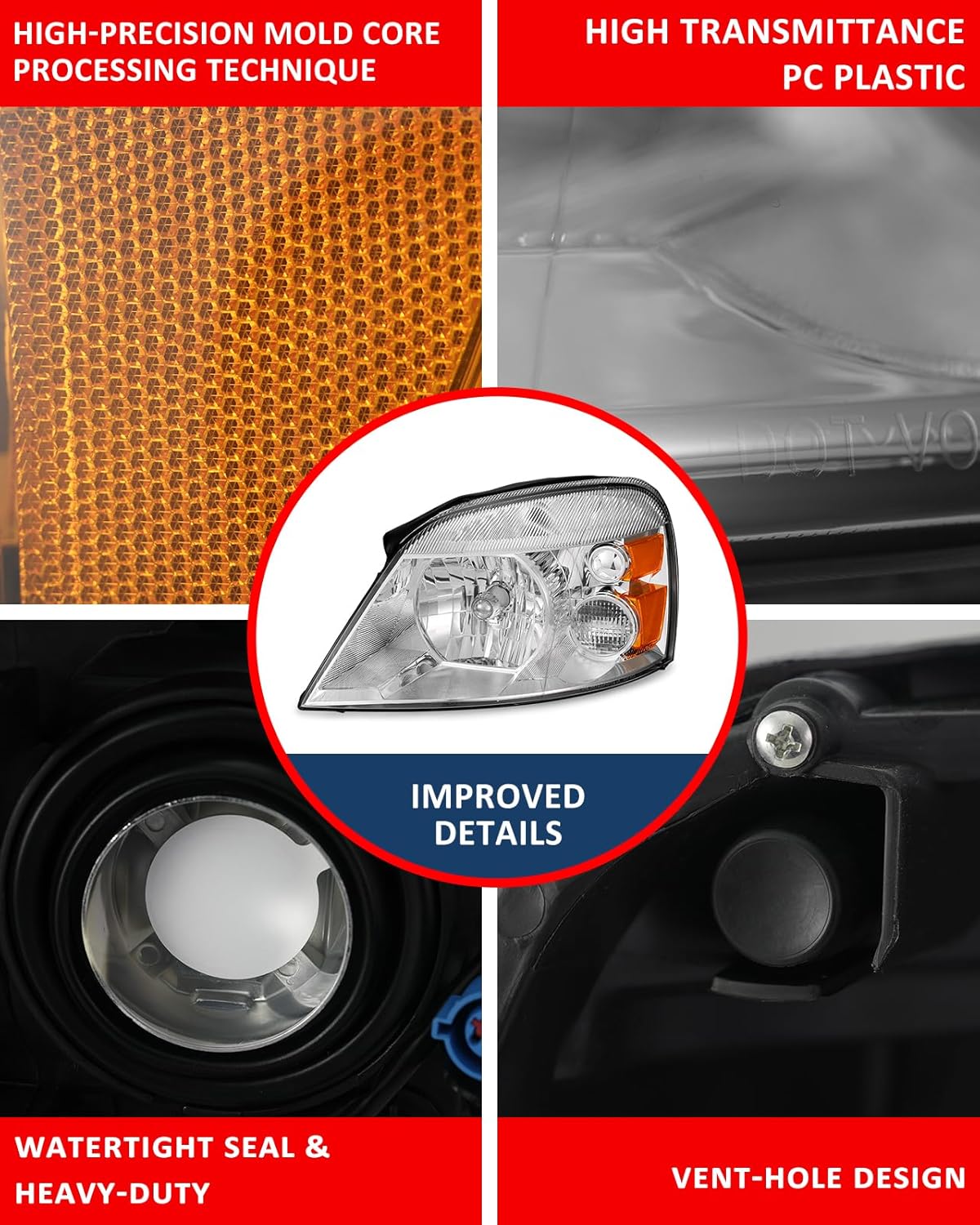 Fits 2004 2005 2006 2007 Ford Freestar Chrome Mercury Monterey Halogen Headlight 04-07 Headlights Driver and Passenger Side (Bulbs Not Included)（W/O Bulbs）