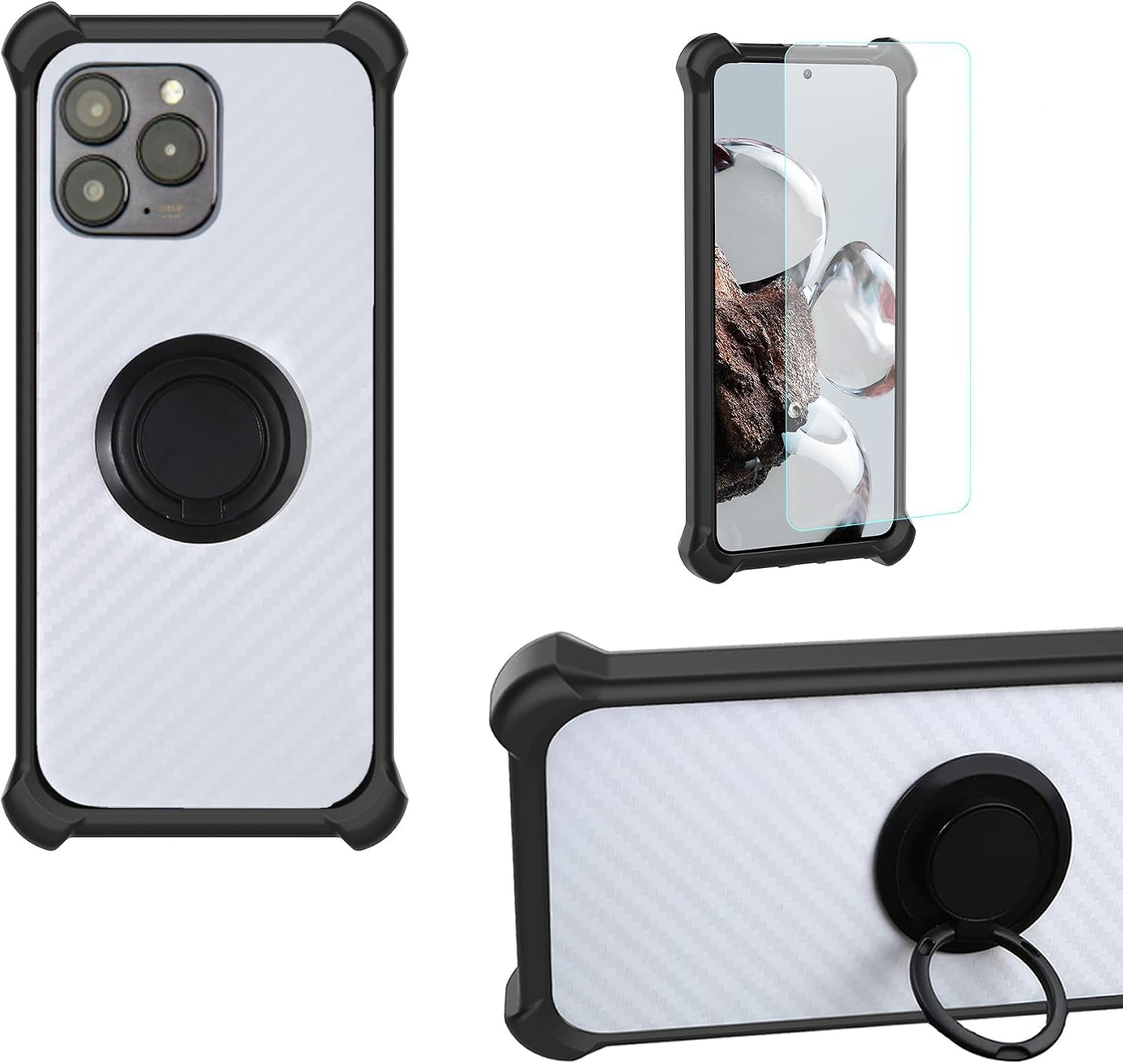 bojioderf Case Compatible for Up Phone Upphone Up01 Phone Case Cover PC backplane + Silicone Soft Frame Cover [360 Metal Ring, Magnetic Car Mount] CSKB-HEI
