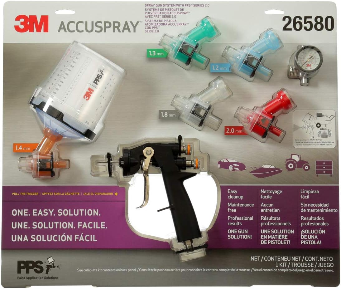 Accuspray Paint Spray Gun System with PPS 2.0, 26580, Standard, 22 Ounces, Use for Cars, Furniture, Cabinets and More, 1 Paint Gun,1 Paint Cup,5 Disposable Lids and Liners,5 Nozzles,3 Sealing Plugs