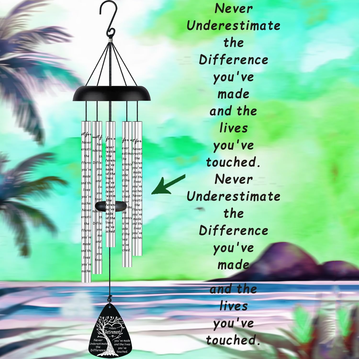 Retirement Wind Chimes Gift for Woman Men Teacher - Cool Funny 2025 Happy Retirement Windchimes Gifts for Women Nurse Coworker Tree of Life Design with Card - Image 6
