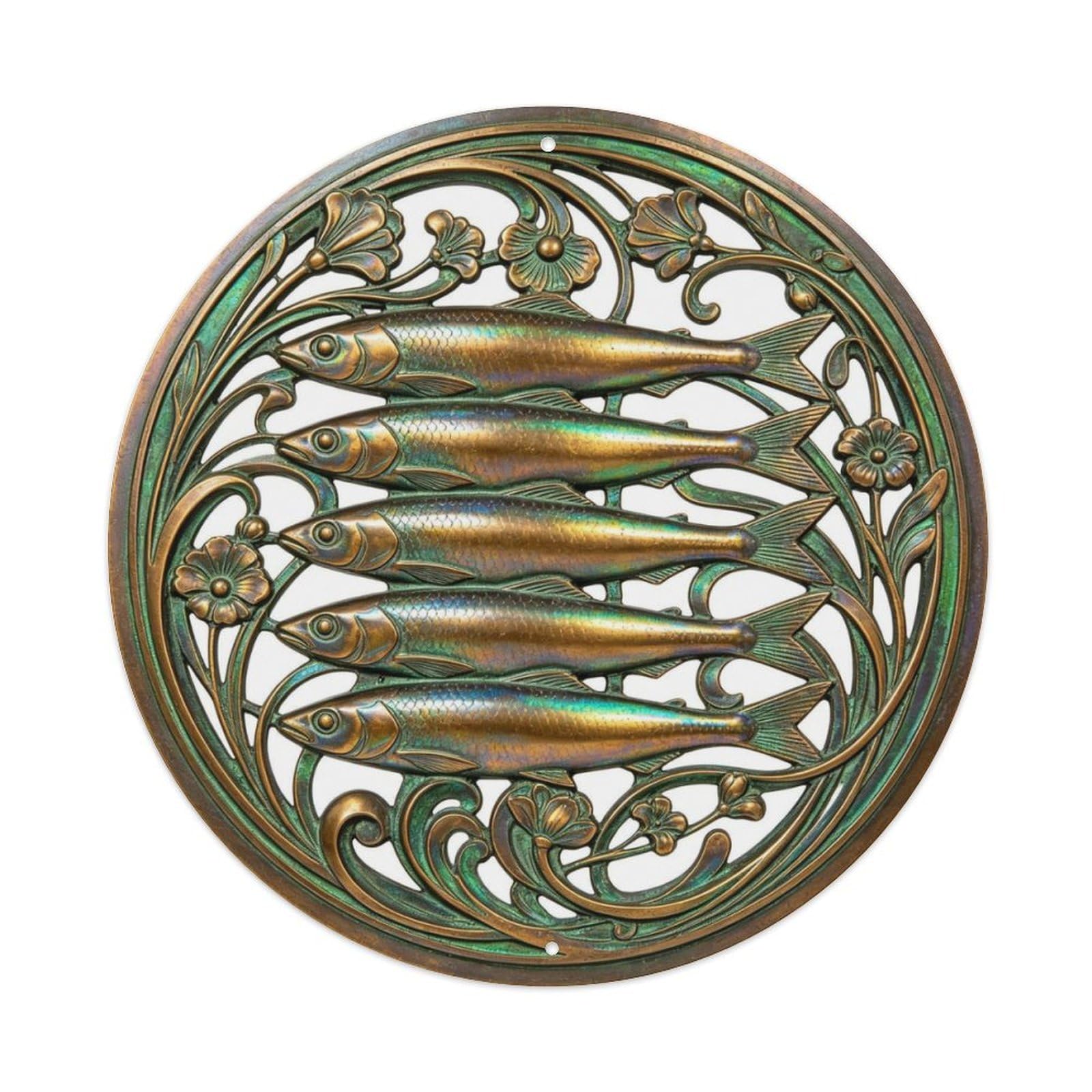 Art Nouveau Style Sardine Metal Tin Sign Plaque