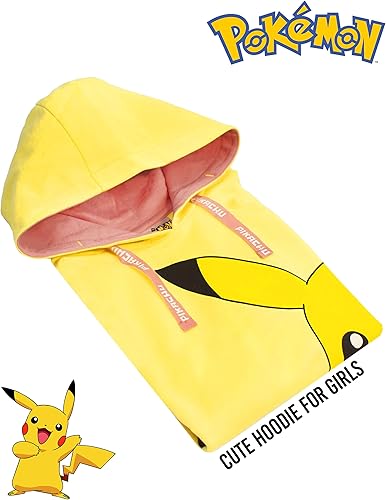 Miniatura 4 de Pokemon Sudadera con capucha para niñas y niños, color amarillo Pikachu con capucha