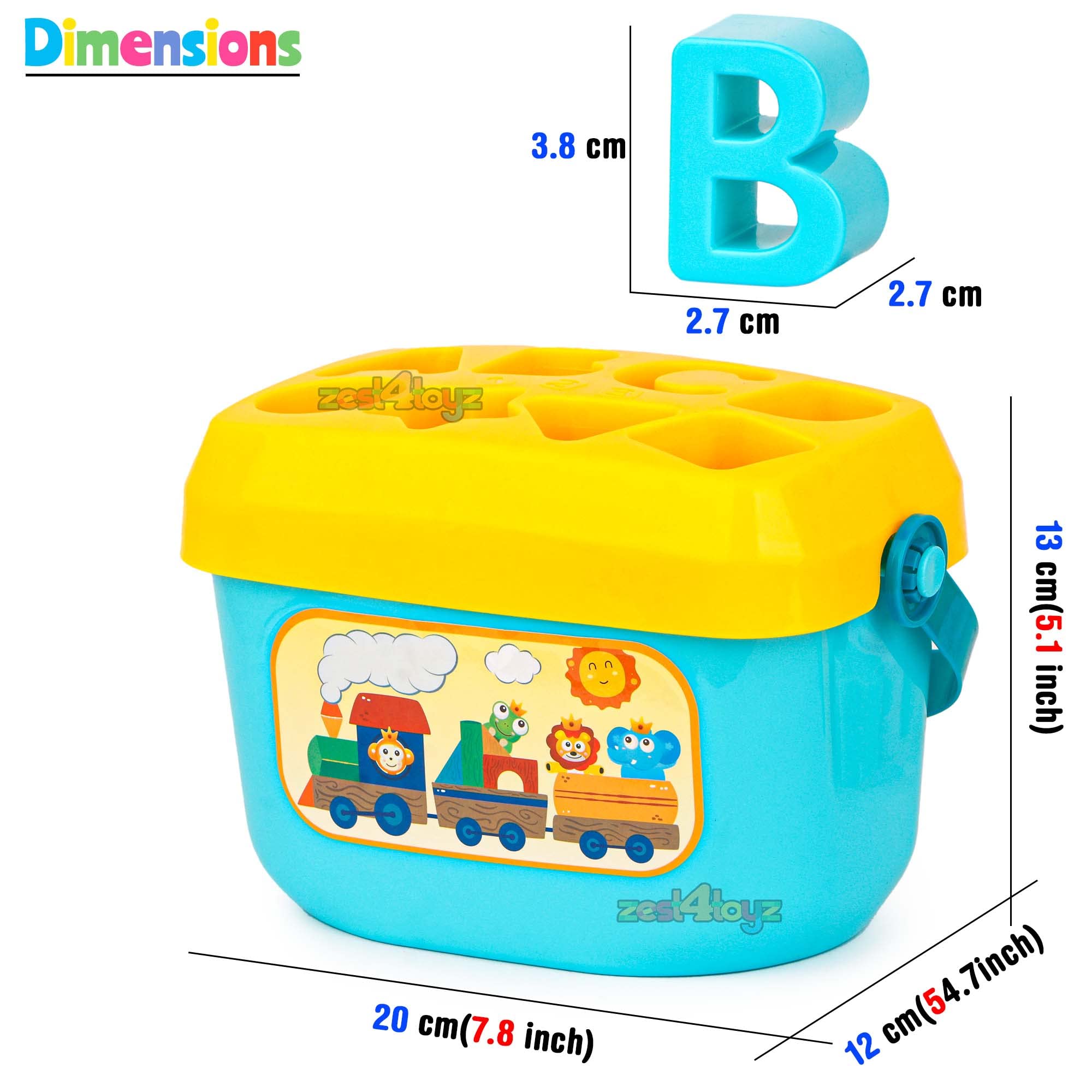 zest 4 toyz 16 Pcs Baby's First Block Toy Set, Stacking Cups Blocks Cubes Alphabet and Numbers Color Shape Sorting Early Educational Toddlers Toy - Image 3 thumbnail