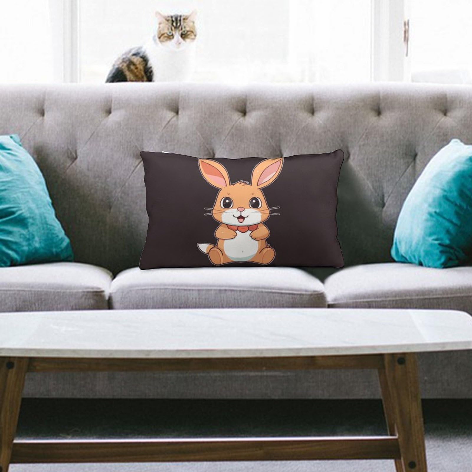 NTVOWPZO Decoration Throw Pillow Covers 8"x12" Pillowcases Covers Cute Cartoon Rabbit Soft Pillowcases Modern Farmhouse Home Decor Sofa Cushions Covers for Couch Bed Living Room
