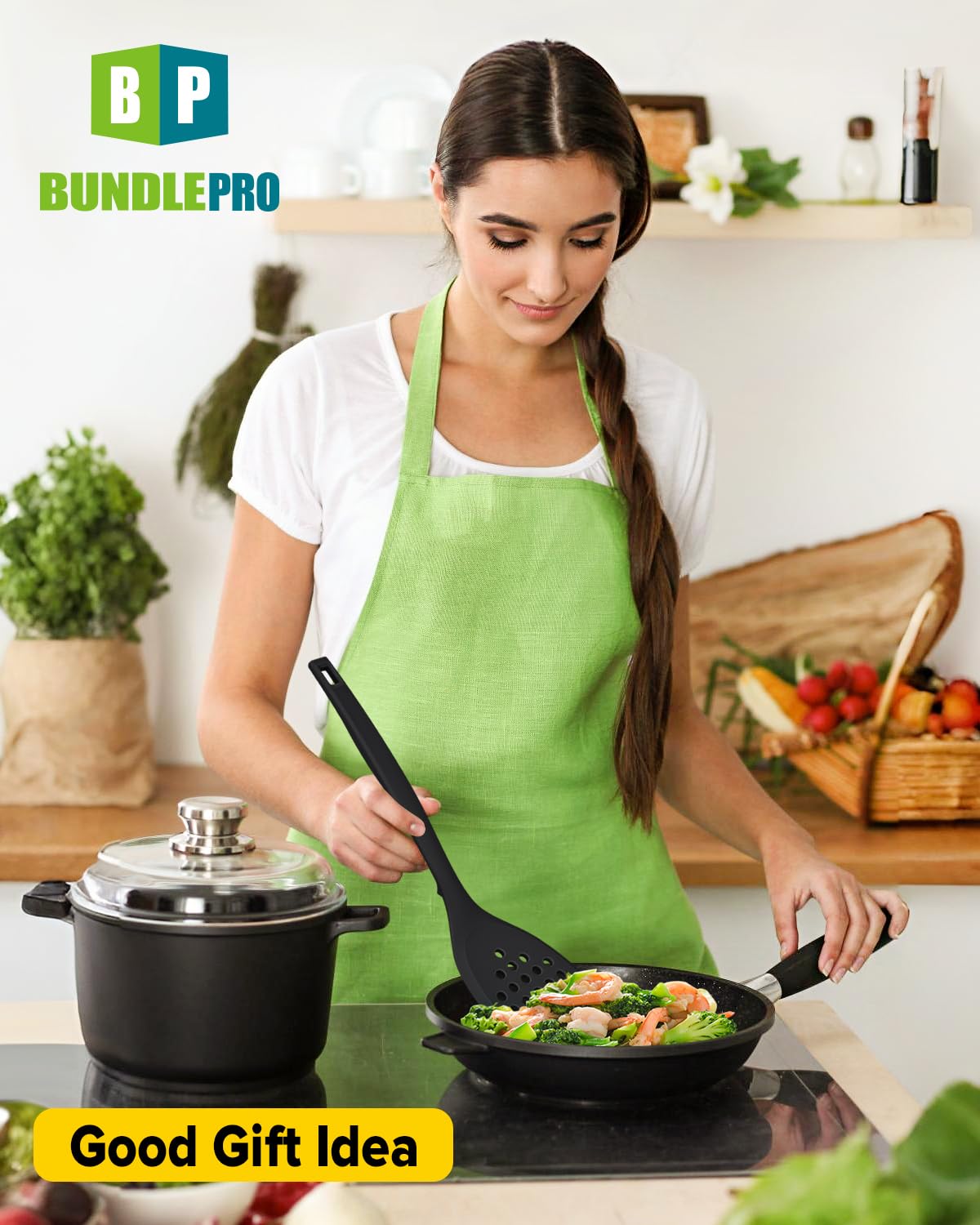 Packung von 2 Silikon Spatel Turner, Non-Stick Küche Spatel Set mit Rücken Haken, hitzebeständig BPA freie Küchenutensilien, geeignet für Flipping Fisch, Eier, Steak, Pfannkuchen (Schwarz)