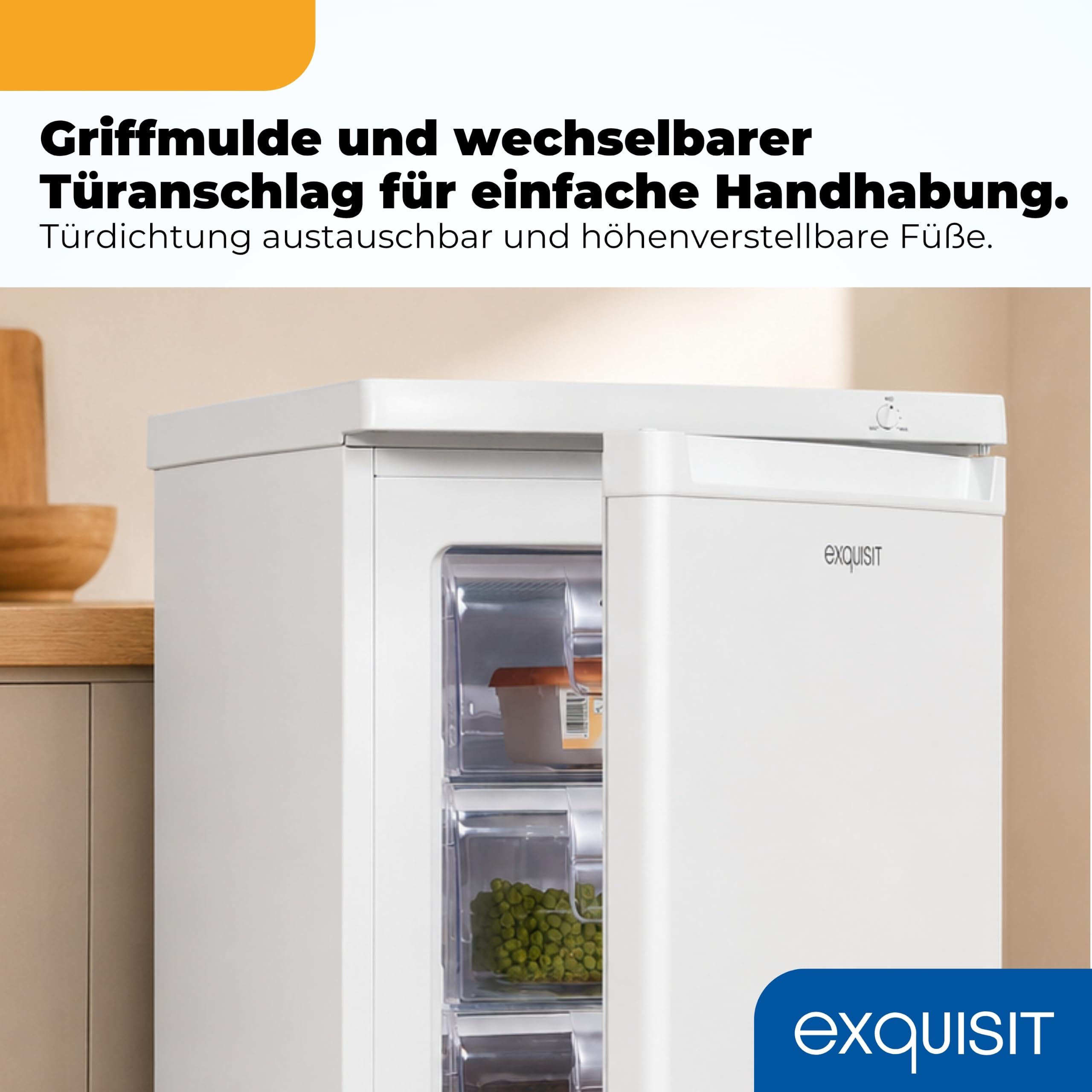 Exquisit GS512-040E Gefrierschrank 91 l Tiefkühlschrank Weiß Kompakter Freezer 4-Sterne-Gefrierfach
