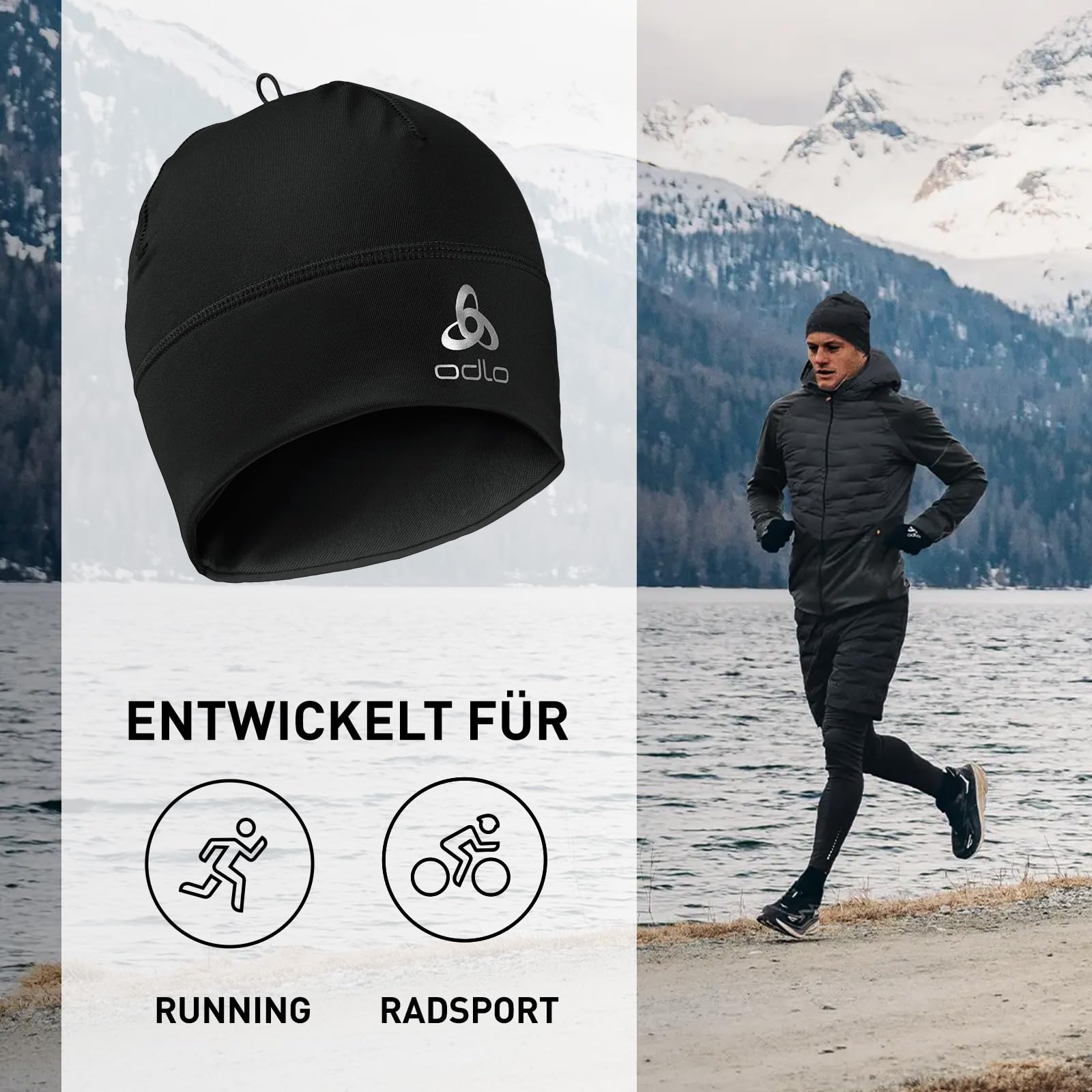 Odlo Mütze für Herren und Damen Polyknit Fan Warm | Winter Sportmütze mit Länderflagge | Beanie