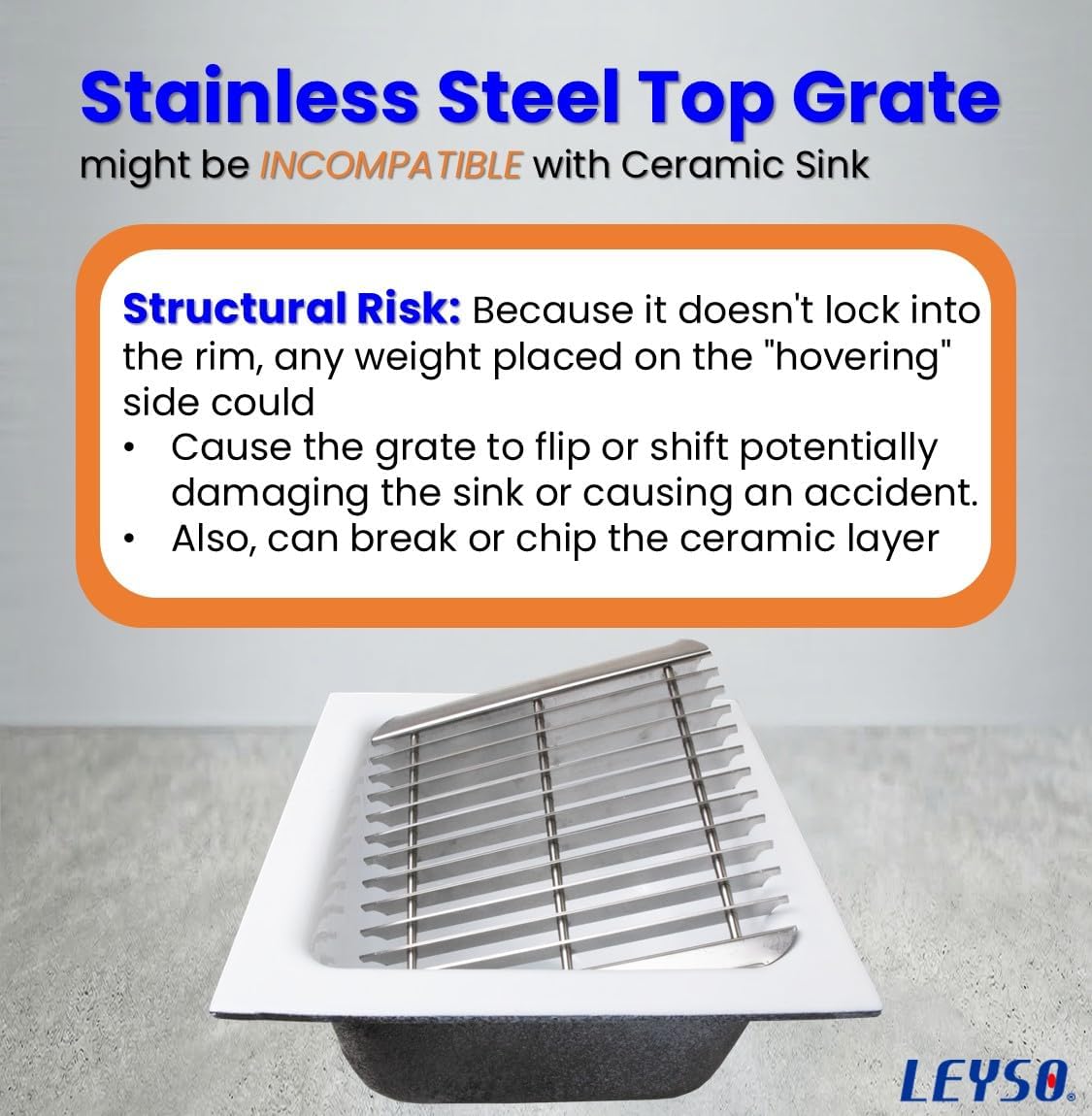 Leyso 12"x12" Type 304 Stainless Steel Floor Sink with 3/4 Top Grate, 6" Deep with 3" Drain for Restaurant, Bar and Commercial