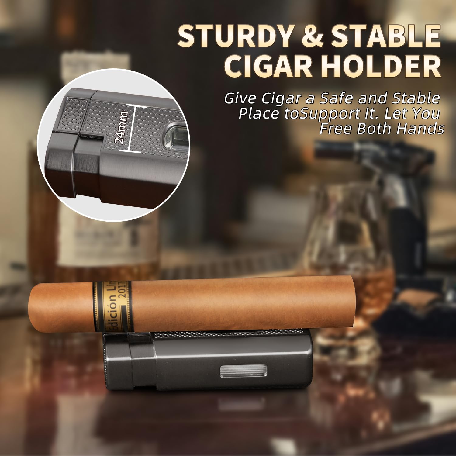 Humidor Zigarren, Zigarrenetui Leder mit Feuerzeug, Tragbarer Reisehumidor mit Zedernholzeinlage Hält bis zu 10 Zigarren, Tolle Zigarren Geschenk Set für Männer (Braun)