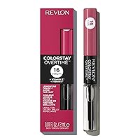 Vista 96 de Revlon - Lápiz labial líquido Overtime con brillo de labios transparente, maquillaje facial ColorStay, doble extremo con vitamina E en ciruela/baya