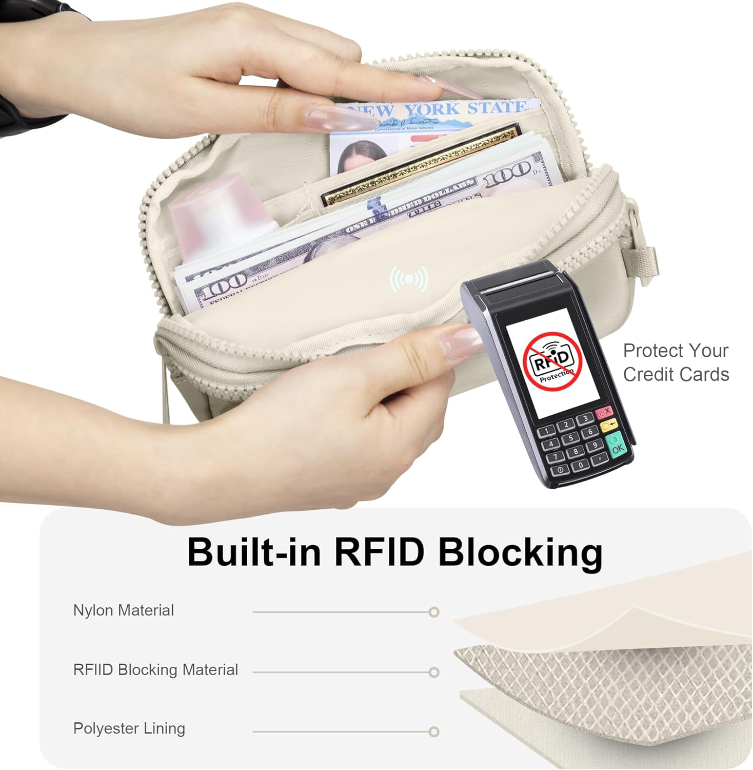 FODOKO Wristlet wallets for women Nylon Quilted Wallet with 4 Zippers,Travel Credit Card,Holder Cell Phone Organizer - Image 6