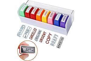 Self-Inking Office Stamp Assortment: 8-Piece Set Including 'Approved', 'Paid', 'Completed', 'Copy', 'Faxed',...