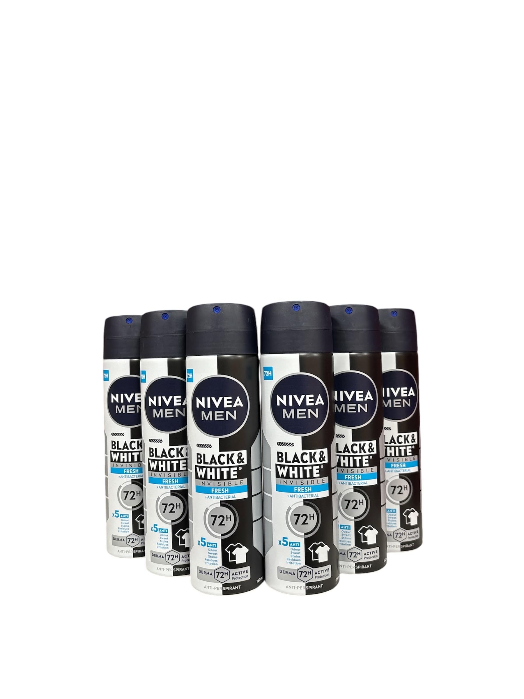 Nivea Deospray Men Invisible Black & White Fresh - Confezione da 6 pezzi - 150 ml